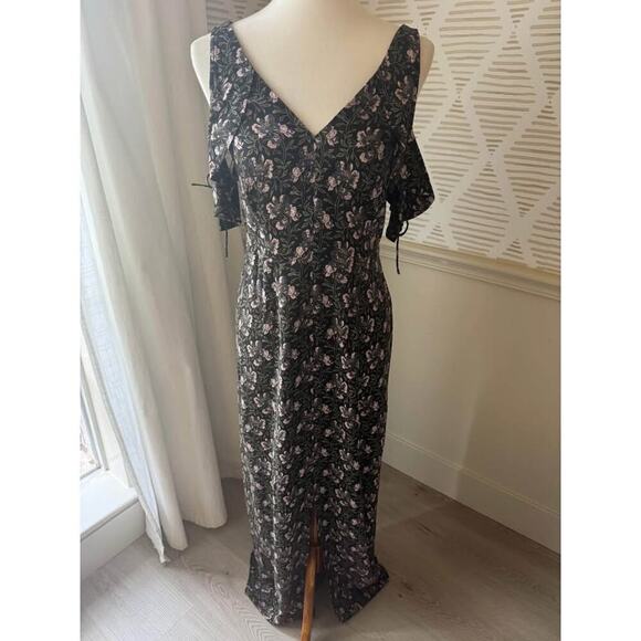 PAIGE Women’s Small Storm Cloud Floral Cold Shoulder Maxi Dress - Picture 2 of 10